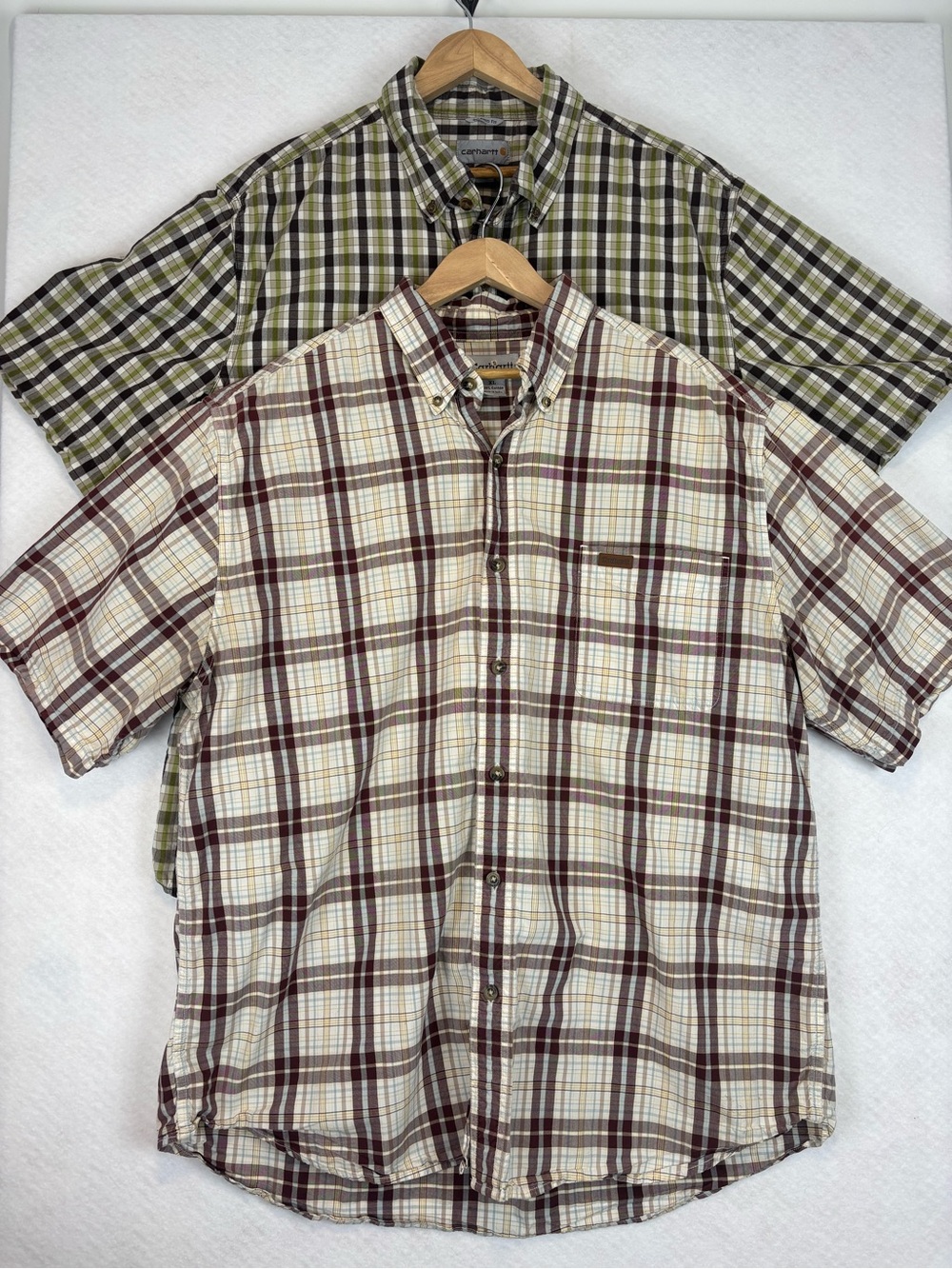 Carhartt Plaid Button Down Shirts XL Short Sleeve Cotton Workwear Bundle